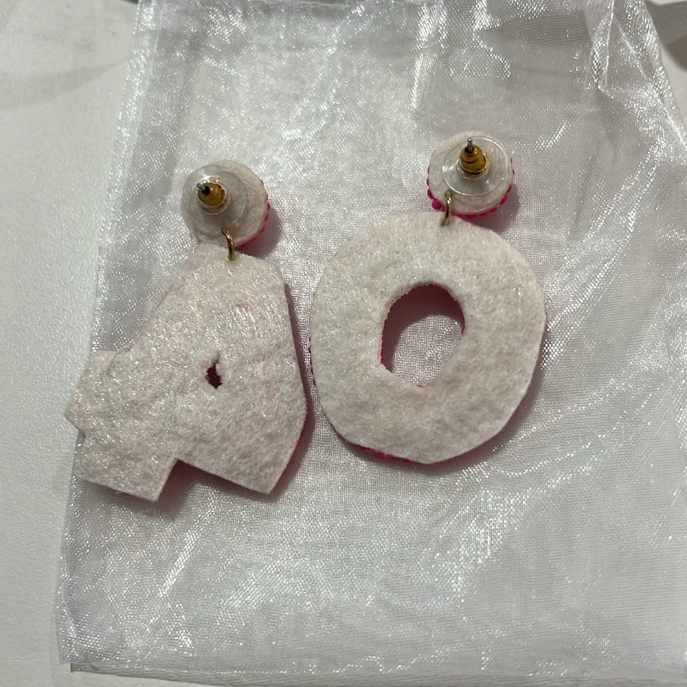 Pink Beaded Number Earrings - Picture 3 of 4